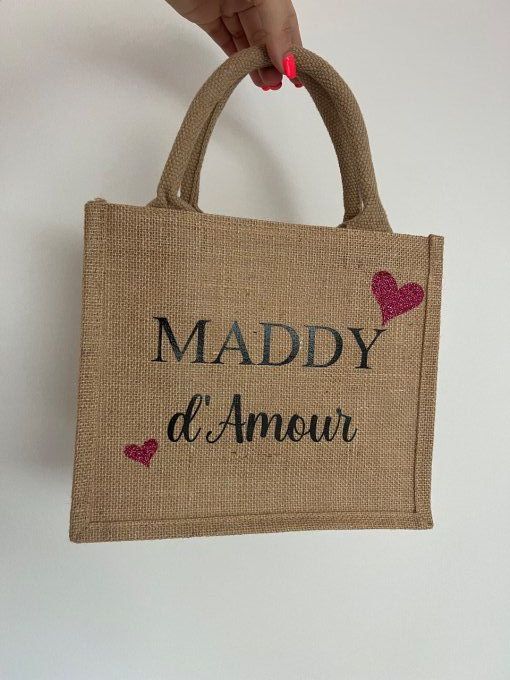 Petit sac en toile de jute personnalisé  